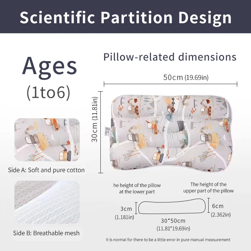 Children's Pillow with Pillowcase Machine Washable Baby Pillow Cute Cartoon Print ideal Baby Birth Gift - Image 3