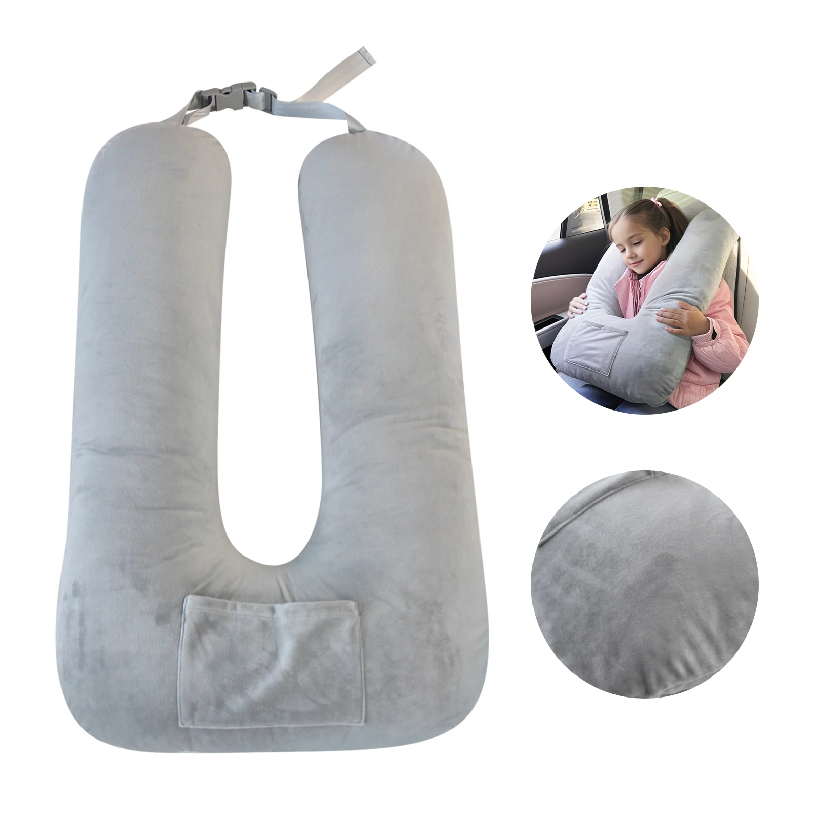 Children's Car Travel Pillow Soft Comfortable Crystal Velvet Detachable Fabric Head Support Pillow for Kids on-the-Go - Image 5